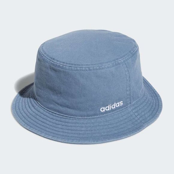 Adidas Logo Blue Cotton Essential Moisture-Wicking Inner Sweatband Bucket Hat - Picture 5 of 6